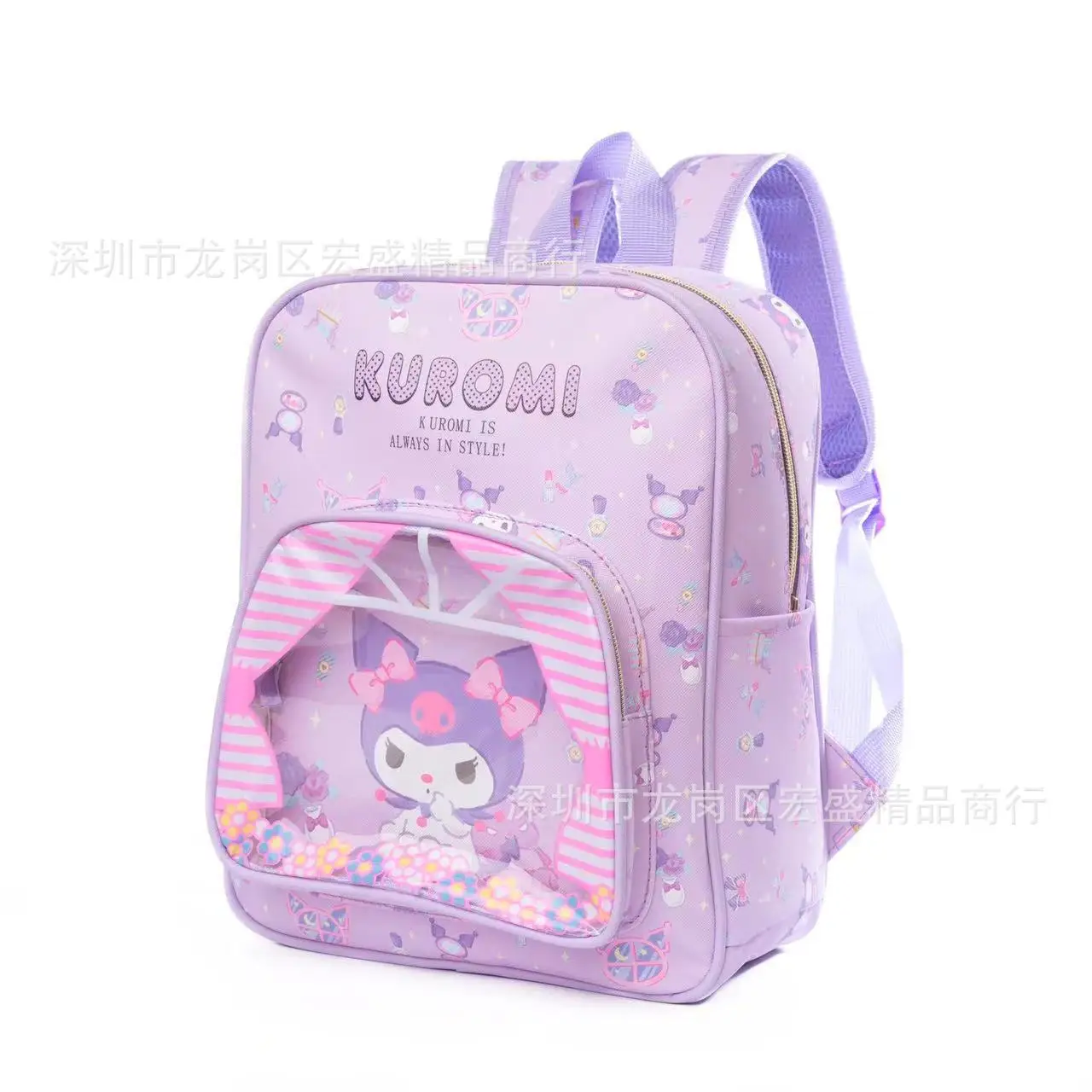 Cartoon Kindergarten Schoolbag Cute Leather Out Light zaino per bambini Mini Pink Hello Kitty Anime Figure Sanrio Kuromi