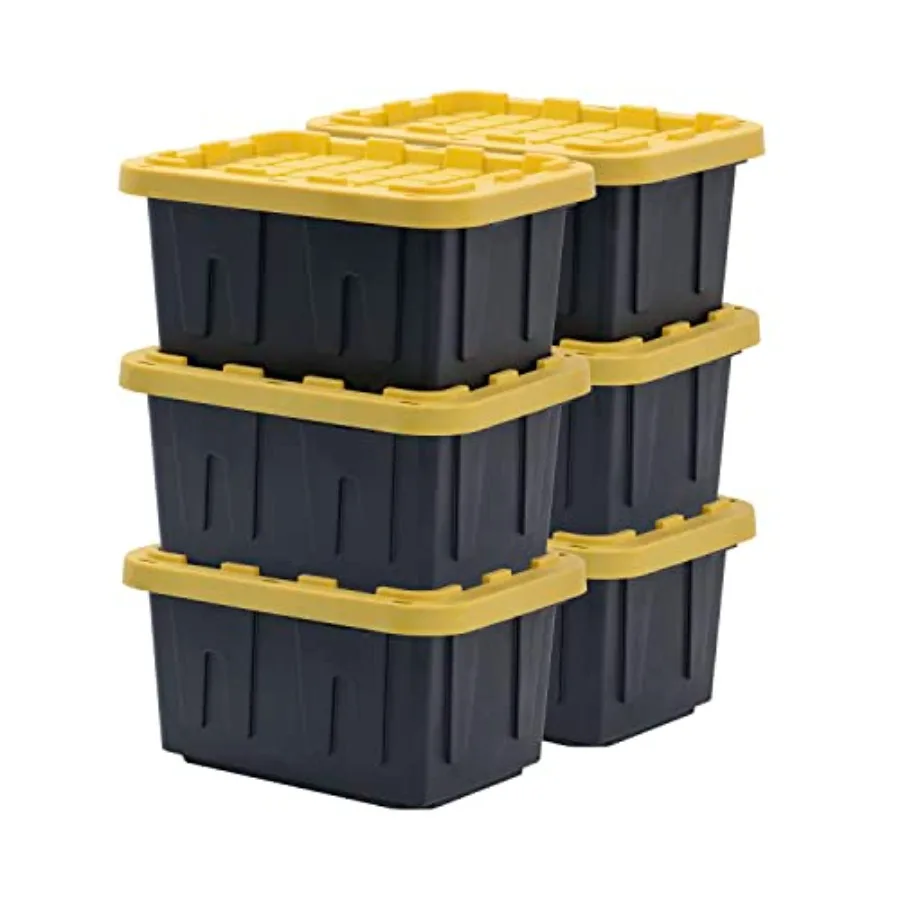 

5-Gallon Heavy Duty Storage Container with Snap-Tight Lid in Black and Yellow for Industrial Use Weather-Resistant Stackable To