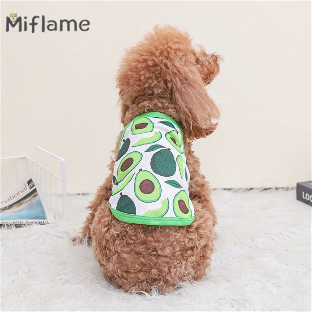 

Miflame Avocado Printed Pet Clothing Summer Outdoor Puppy Top Teddy Bichon Schnauzer Breathable Dog Strap Vest