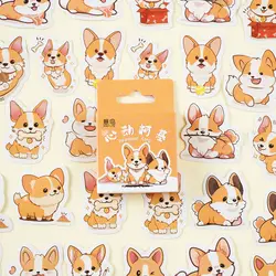 Etori Life 46pcs PVC Cute Cartoon Animal Naughty Puppy Corgi Funny Collage Pattern Student DIY Scrapbooks Decoration Stickers