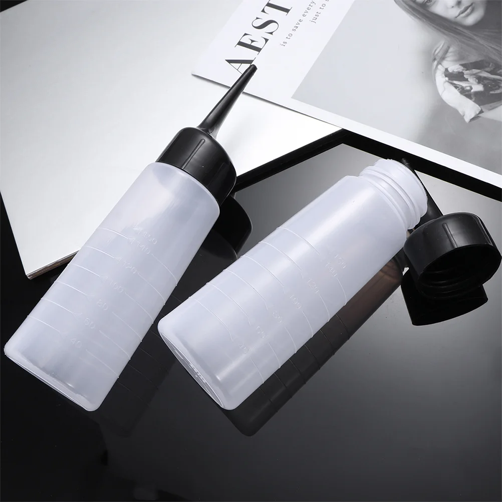

2 pcs Shampoo Bottle Clear Refillable Hair Dye Container Slant Tip For Salon Use Hair Coloring Applicator Durable Plastic Fill