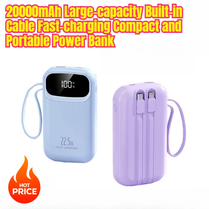

20000mAh Large-capacity Built-in Cable Fast-charging Compact and Portable Power Bank