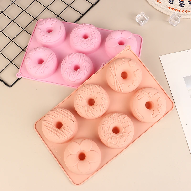 Silicone Donut Mold 6 Cavity Chocolate Mold Pastry Bread Cake Mould Non-Stick Dessert Mold DIY Baking Tray Doughnut Making Tool