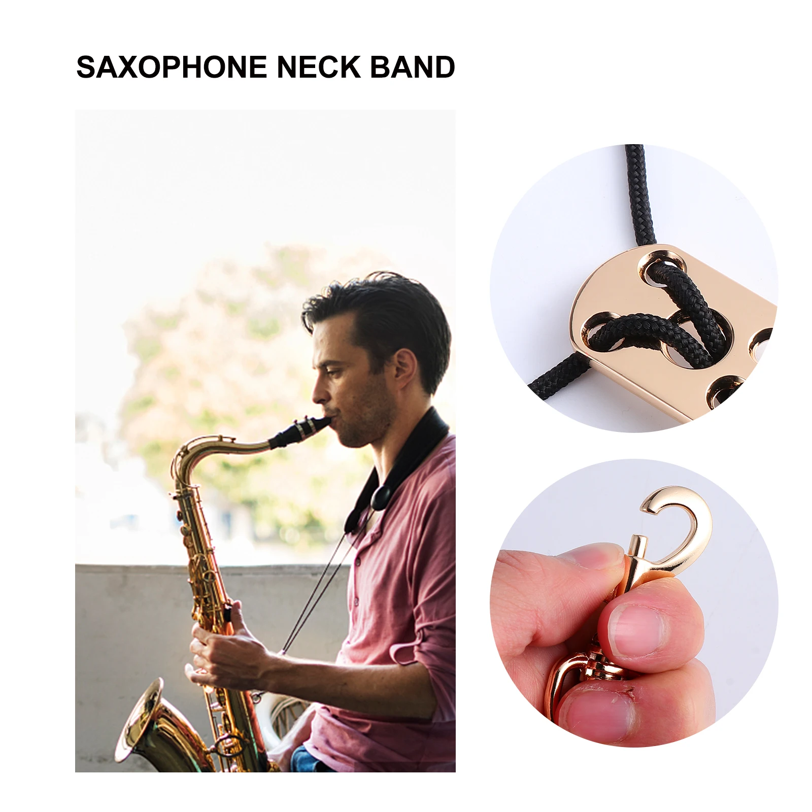 

Deluxe Saxophone Neck Strap Harness Metal Trigger Snap Adjustable Wide Comfort Durable Load-Bearing Sax Harness Saxophone Belt