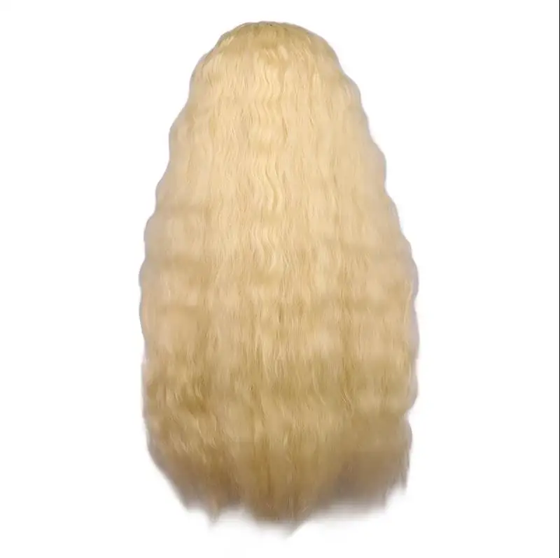 QQXCAIW Women Long Kinky Curly Wigs Black Brown Middle Part Heat Resistant Hair Synthetic Wig