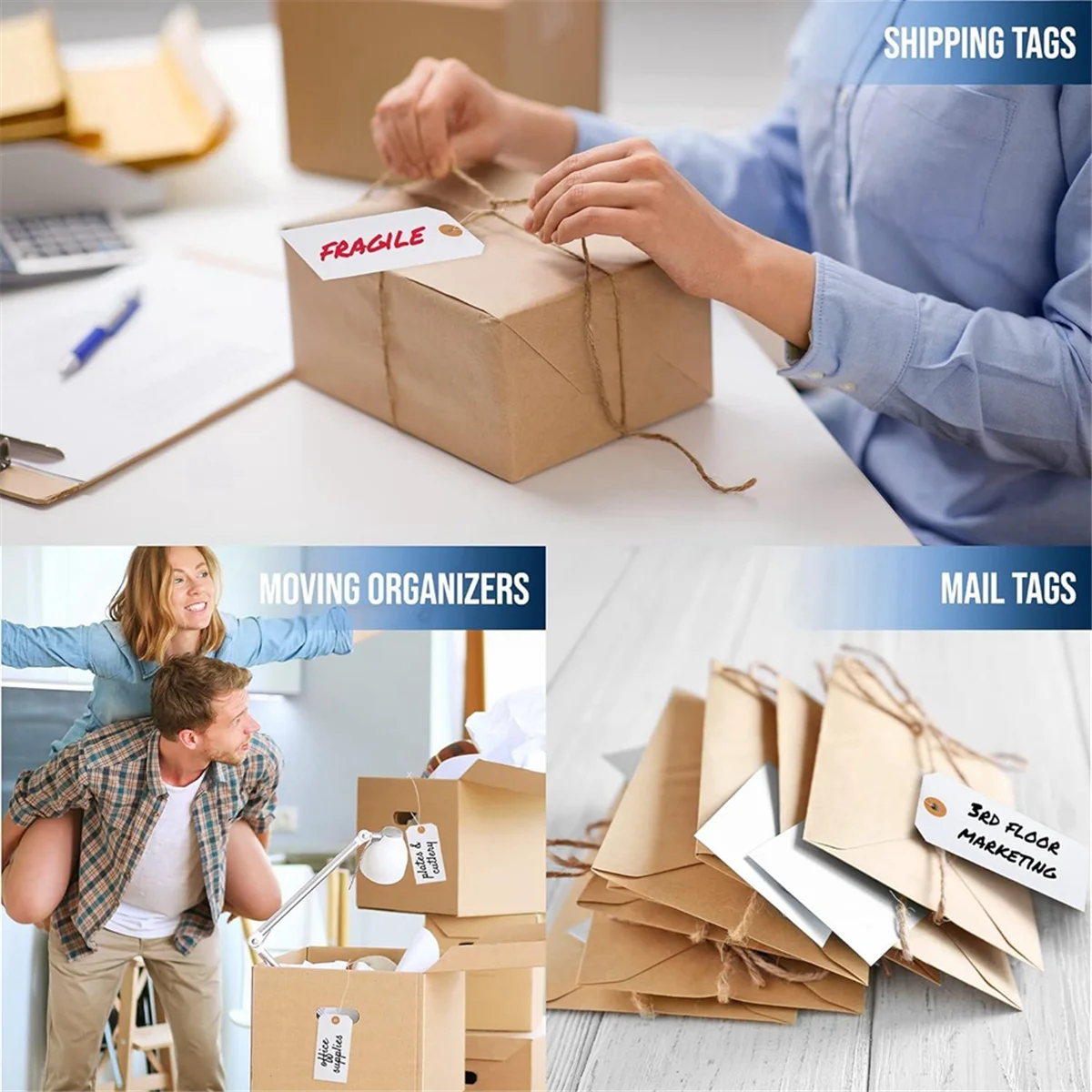 

ABJG-125 Pcs Hang Tags with Reinforced Eyelet and Wire, Pre-Attached Wire Cardboard for Labeling Price