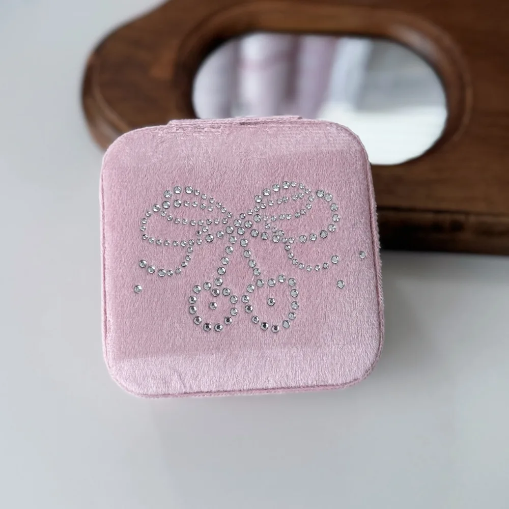 

Shining Cherry Jewelry Storage Box Partition Design Earrings Ring Storage Jewelry Case Velvet Jewelry Display Organizer