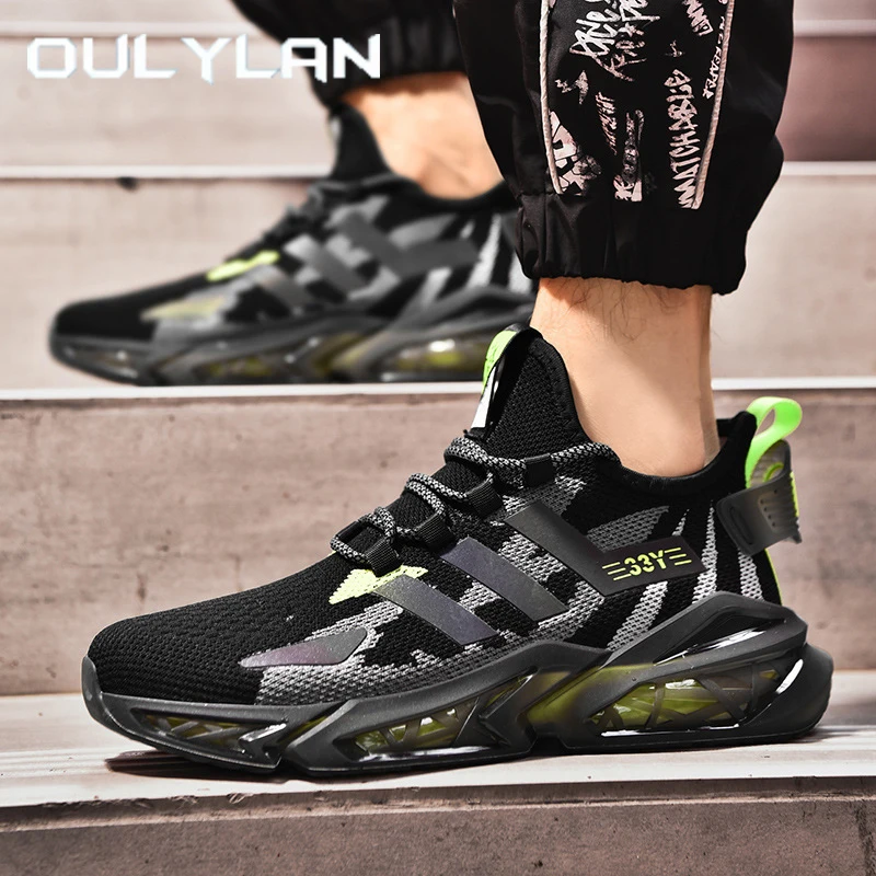 

Oulylan Outdoor For Adult Men Running Shoes Jogging Walking Sport Shoes Lace-up Athletic Breathable Mesh Sneaker Fashion Footwea