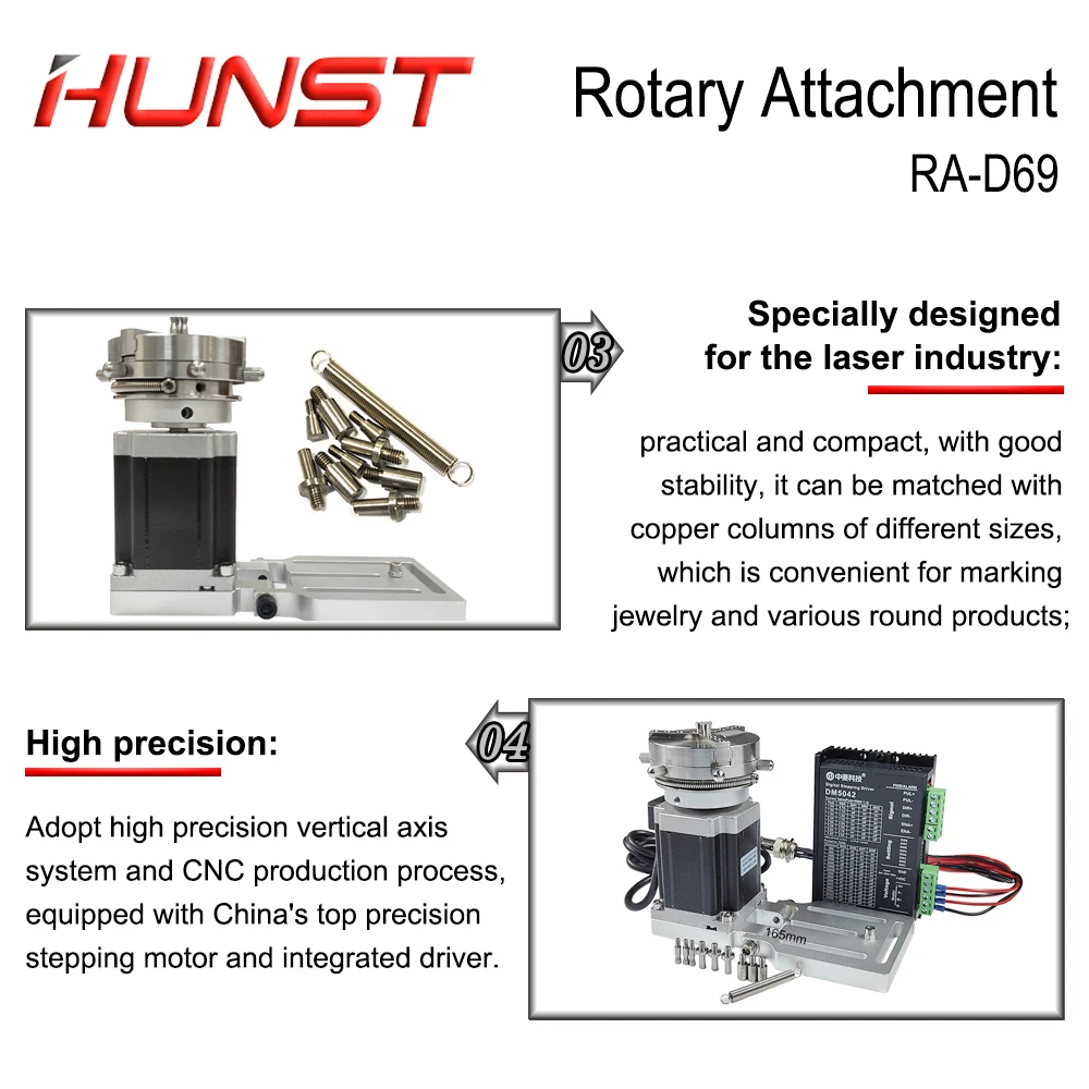 HUNST Rotary Attachment Diameter 69mm Device Fixture Gripper Three Chuck Rotary Worktable for Laser Marking Parts Machine