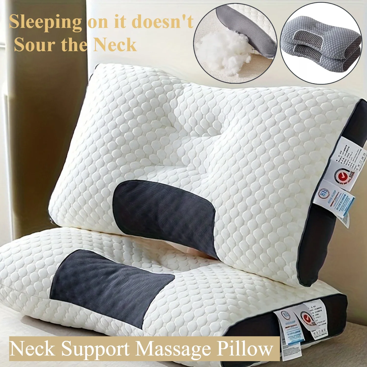 

New 1Pc Breathable Knitted Pillow-Neck Protection Moisture Absorption Sleep Pillow Core-Bedding Living Room Bedroom Decoration