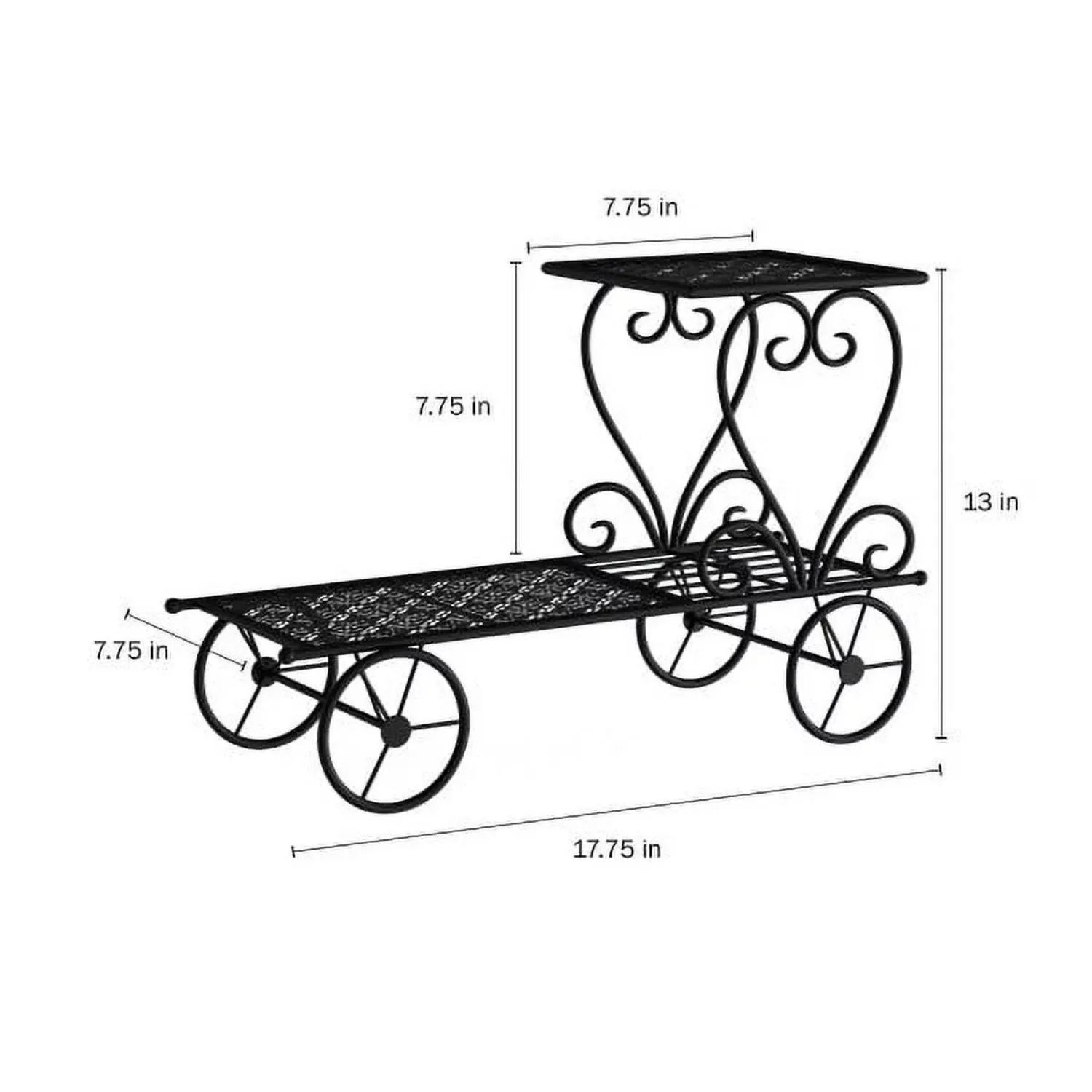 Plant Stand 2-Tiered Indoor or Outdoor Decorative Vintage Look Wrought Iron Garden Cart for Patio, Home or Lawn by Pure Garden