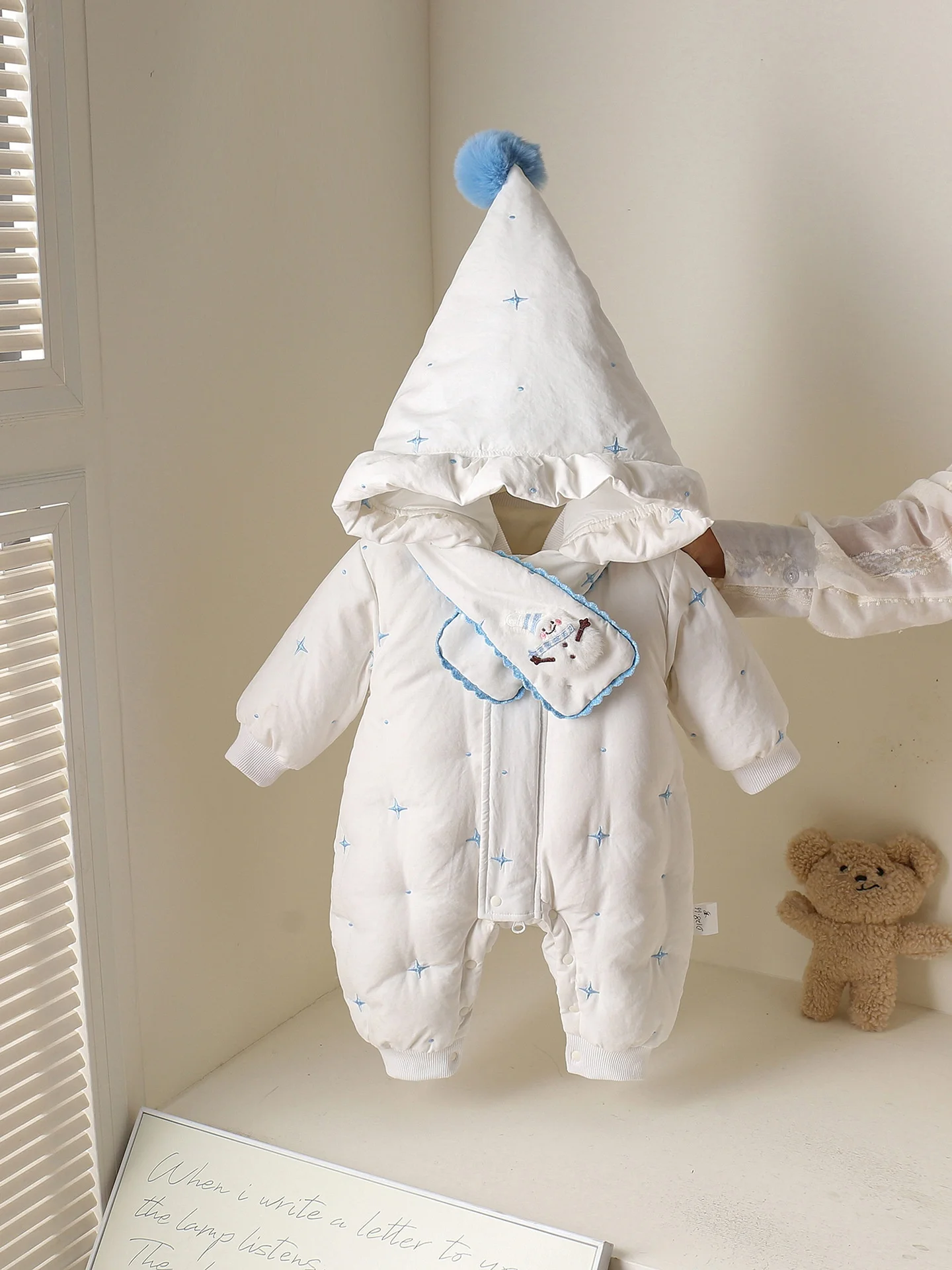 아기 겨울옷 신생아 따뜻한 모자 야외용 귀여운 의상 아기옷 일자 바지 중간 허리