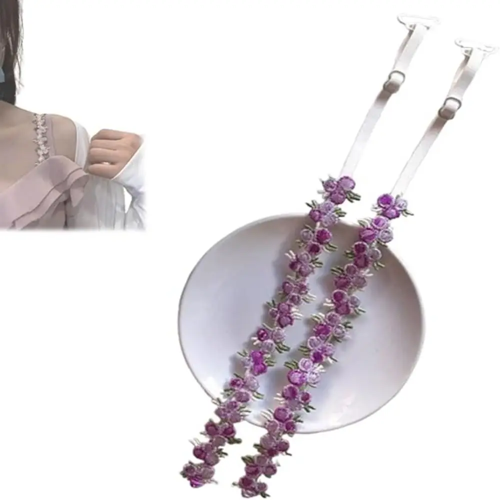 Creative Gift Removable Floral Bra Straps Lace Anti-slip Shoulder Straps Adjustable Elastic Floral Shoulder Belts