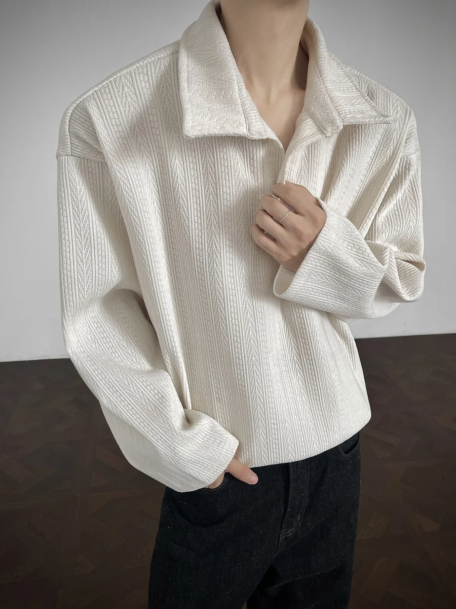 

Men's Casual Shirt Hoodie Autumn Winter Standard Fit Long Sleeve Stripe Polyester Fiber Base Layer Shirt Youth Fashion