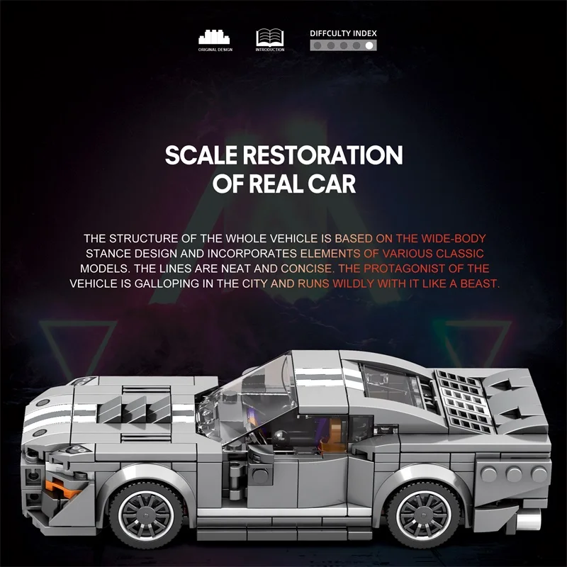 476 قطعة اللبنات سيارة رياضية مدينة سرعة السيارات الكلاسيكية سلسلة 1:24 مقياس نموذج عطلة الأطفال لتقوم بها بنفسك اللعب الهدايا #3