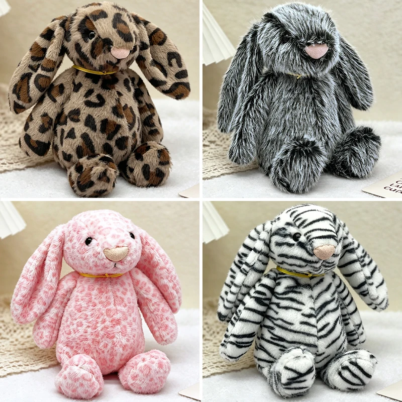 Pink Cake Bear Plush Toy Leopard Print Rabbit Monkey Plush Toy, Ski Suit Bear Ornament Gold Label Black White Rabbit Plush Gift