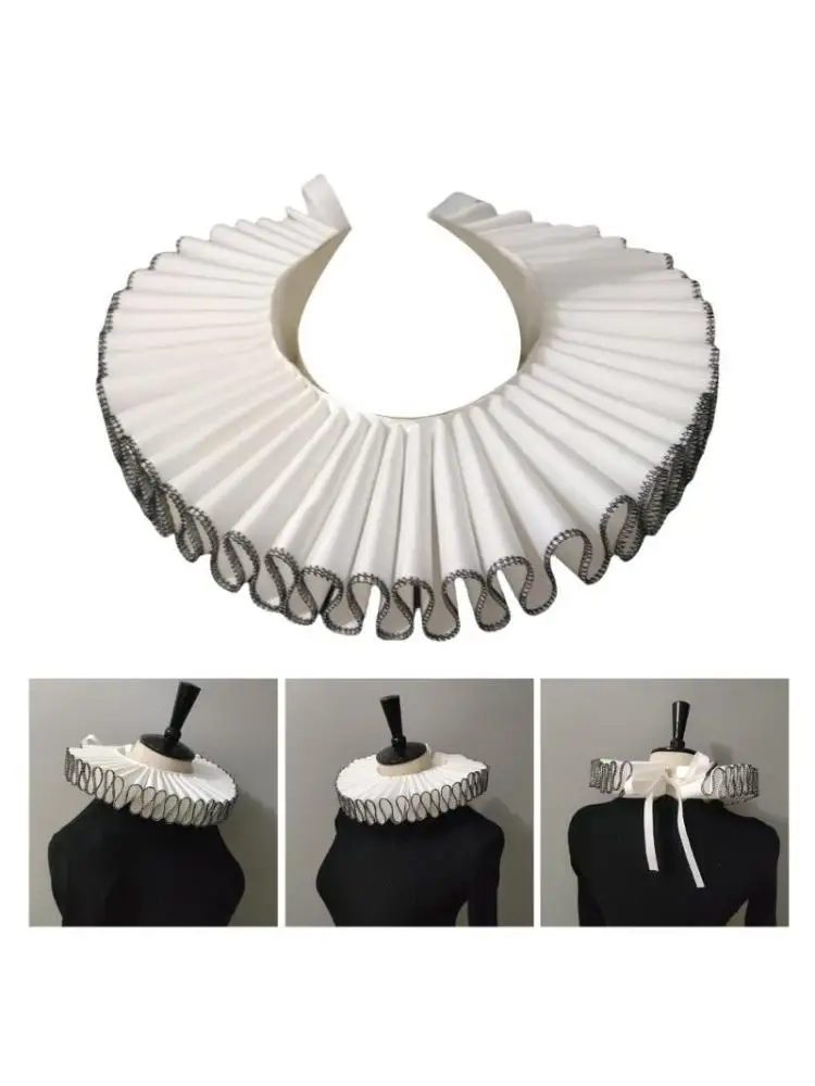 652f-women-ruffled-faux-collar-neck-ruff-with-black-edging-for-historical-theme-event
