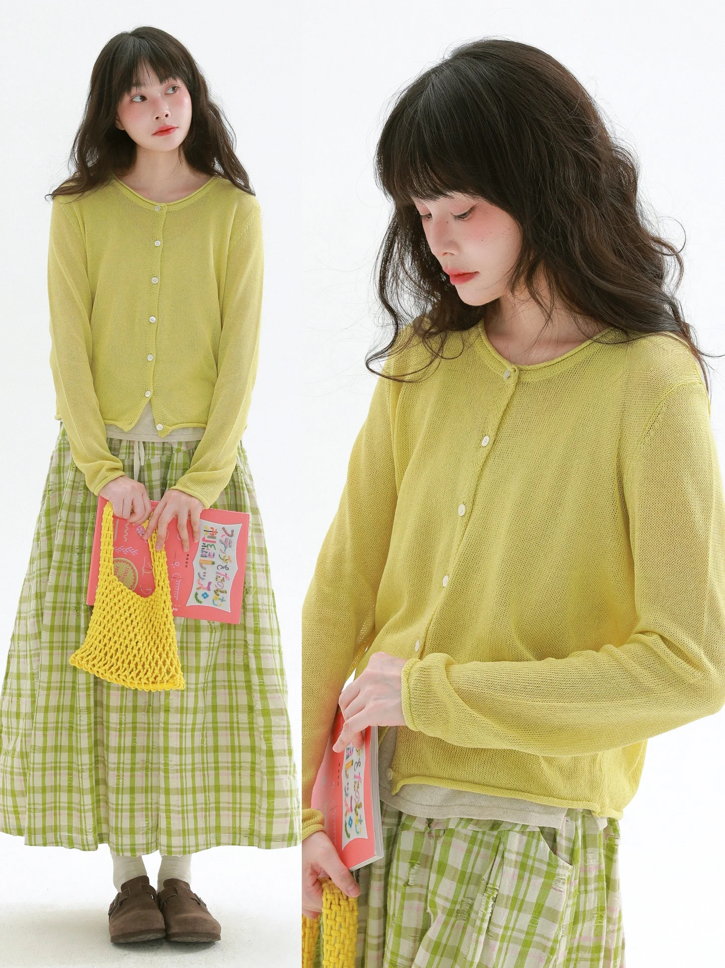 

Редкий повседневный вязаный кардиган: тонкий, милый, молодежный, универсальный, с длинными рукавами, на пуговицах, для женщин, эстетичная весенняя верхняя одежда