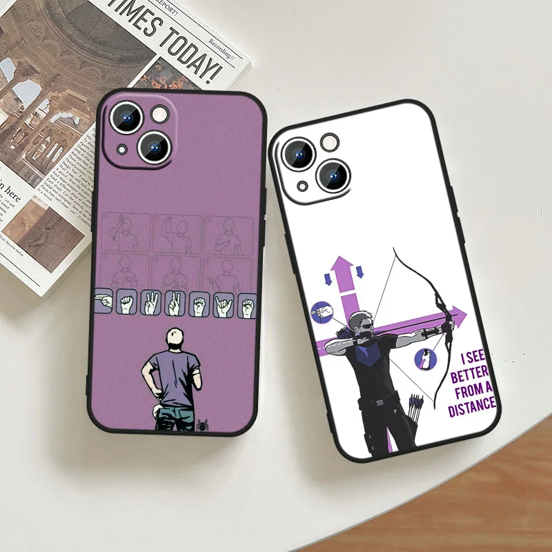 Marvel Hawkeye Phone Case For Apple iPhone 14 13 12 11 Pro Max mini XS XR X 8 7 6S 6 Plus Black Soft Funda Back Cover Coque