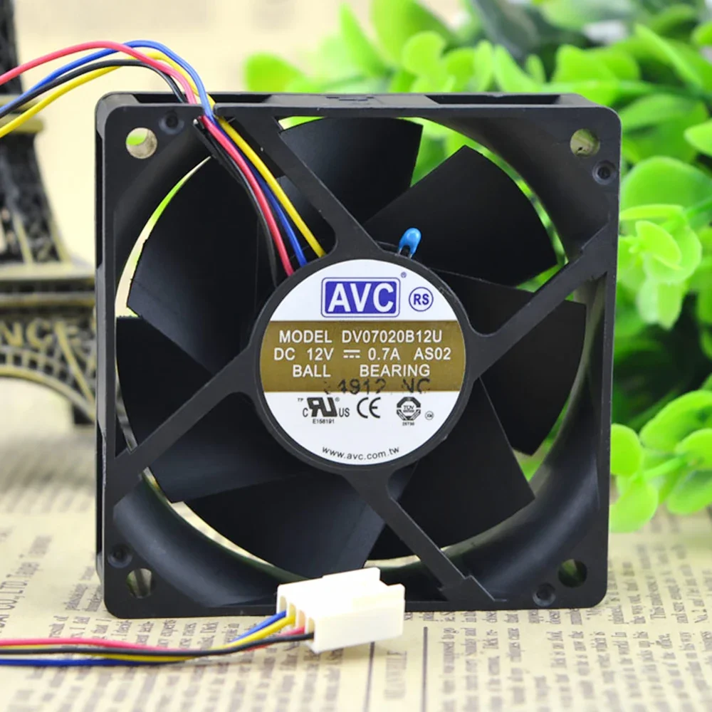 Dupla Fan rolamento de esferas, Ventilador Inversor Servidor, AVC DV07020B12U 7020, 70mm, 7cm, DC 12V, 0.7A, 70x70x20mm