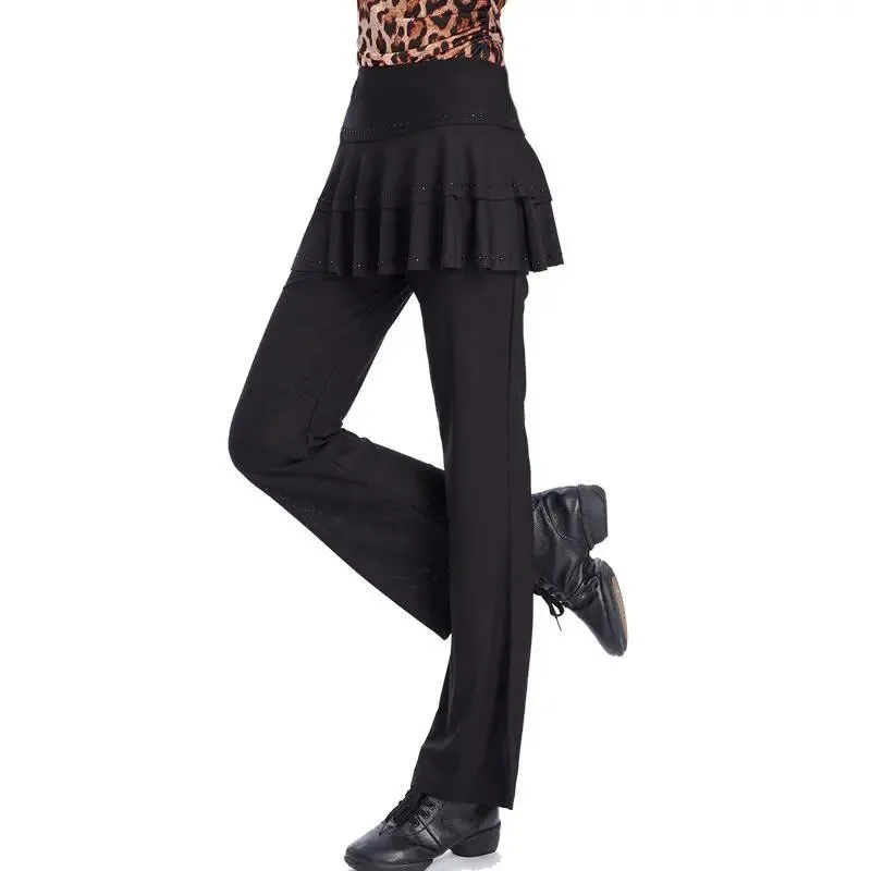 

Temperament Marine Dance Pants Women's Trousers Rhinestone Black Skirt Pants Marine Dance Costume Show Fashion Ladies' Trousers