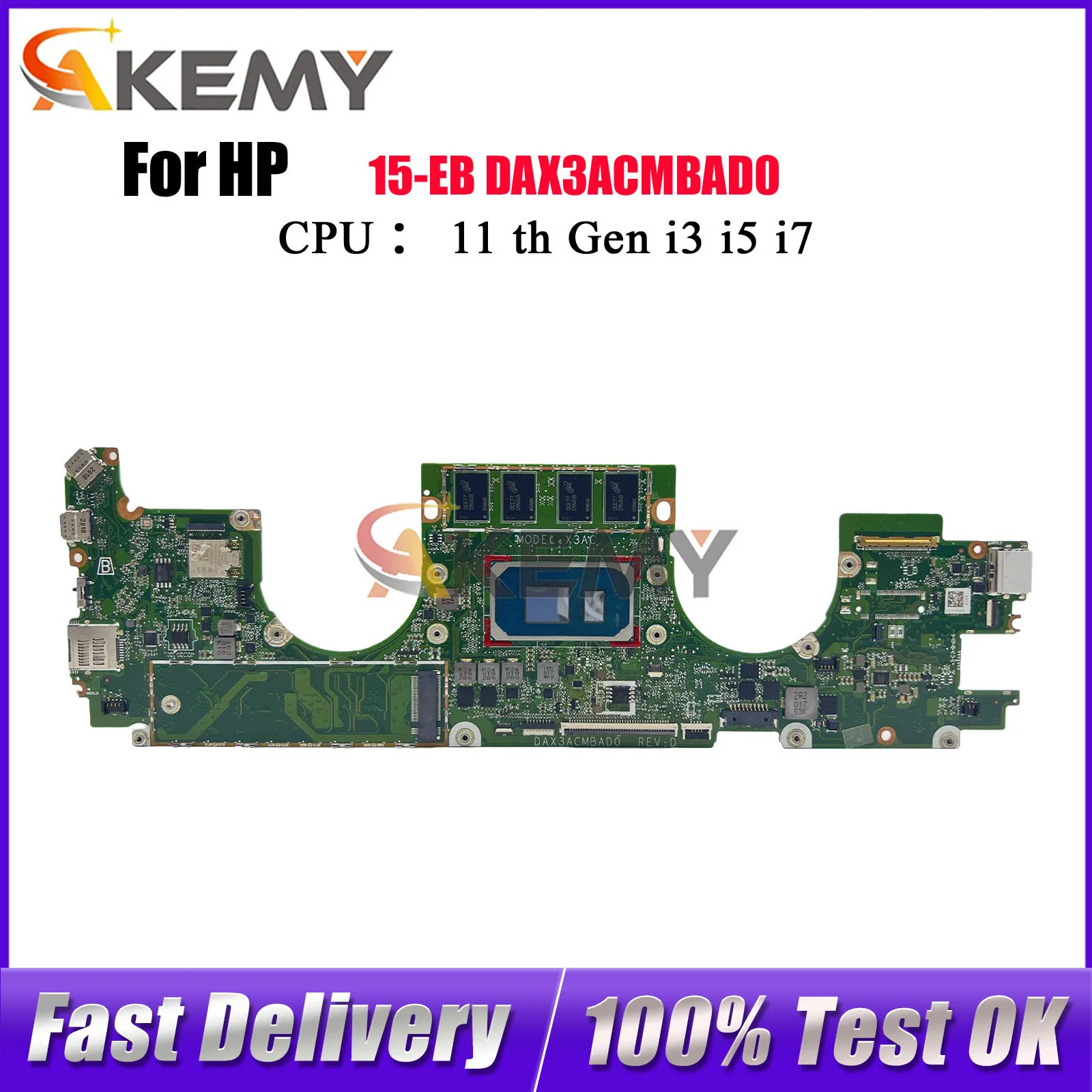 

DAX3ACMBAD0 Материнская плата для ноутбука HP Spectre X360 15-EB с процессором i3 i5 i7 11-го поколения 8 ГБ 16 ГБ ОЗУ 100% полностью протестирована