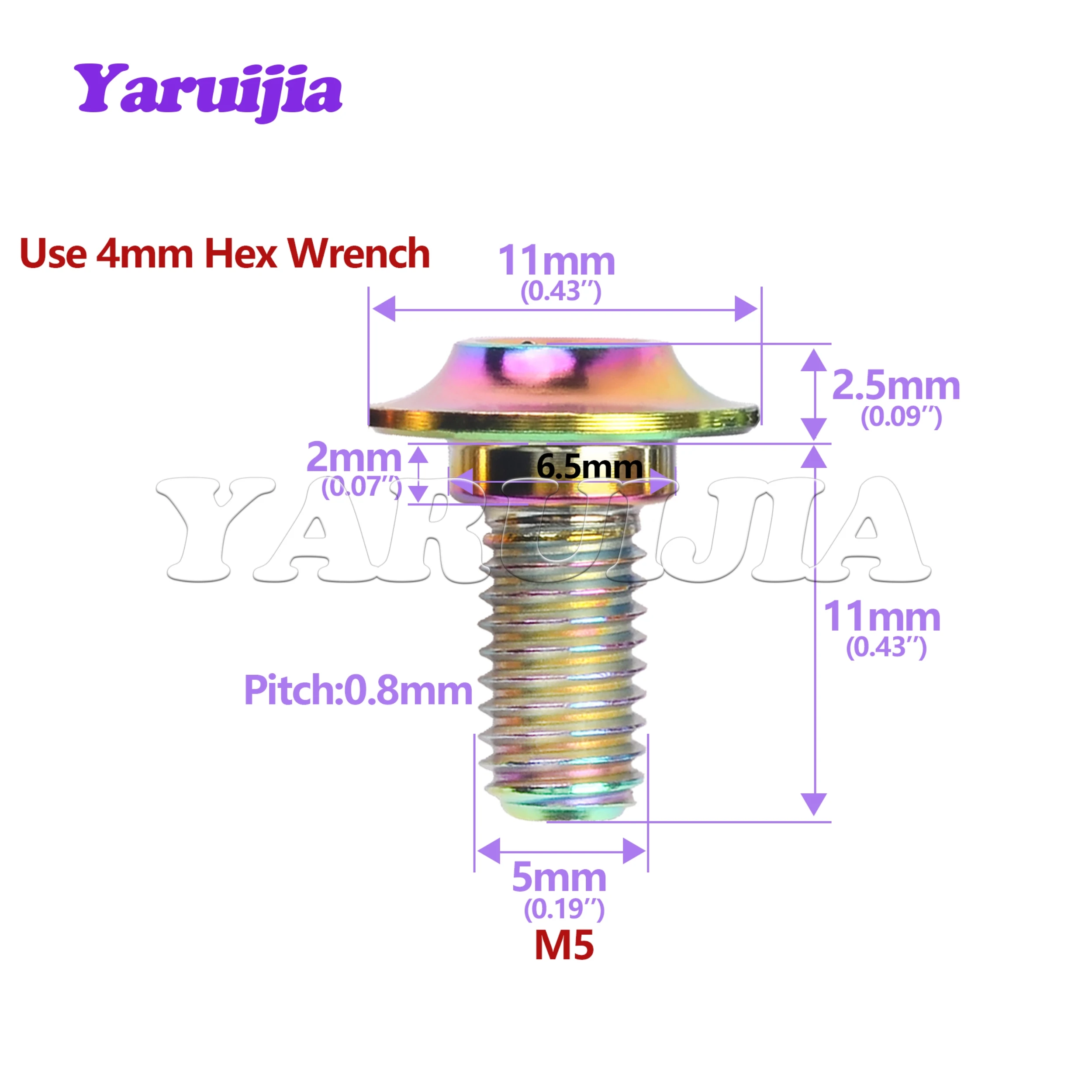 Yaruijia-tornillos de titanio Gr5, juego de M5 para bicicleta de carretera, zapatas de freno, abrazadera, almohadilla, 6 piezas