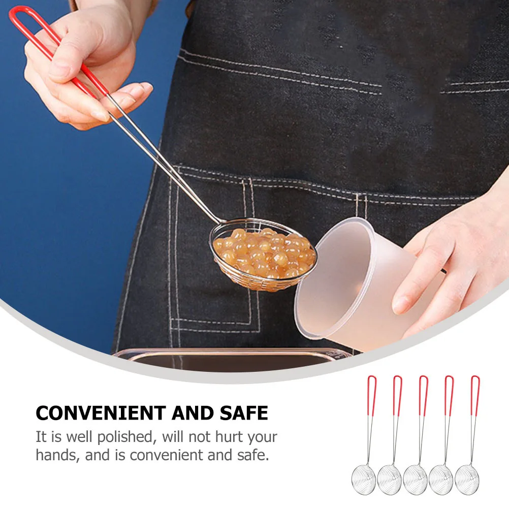 

8pcs Stainless Steel Pearl Strainer Spoon 8Cm Fine Mesh For Noodles Fries Eggs Vegetables Kitchen Gadget Heat Resistant