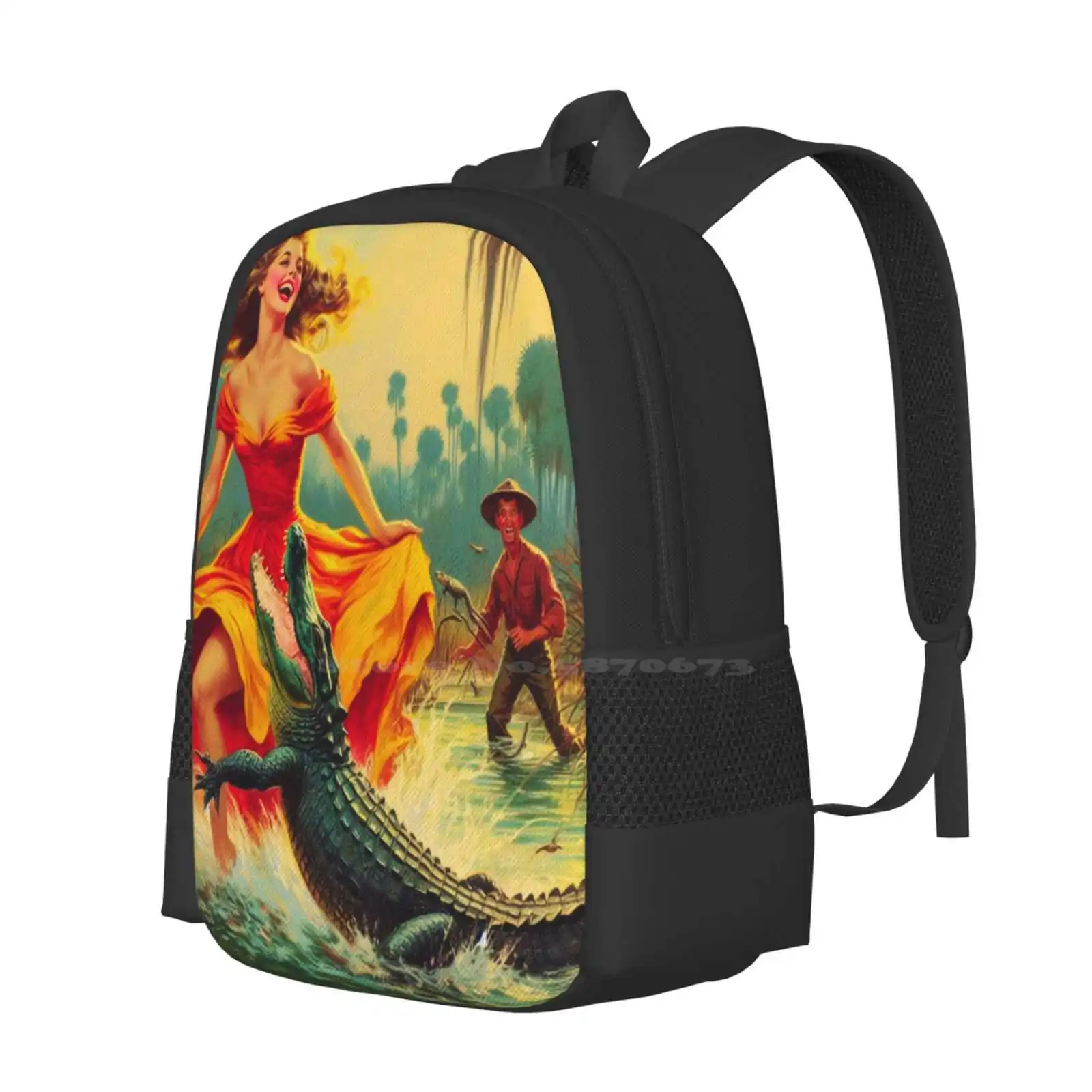 Florida Woman Series Number 19 Hot Sale Schoolbag Backpack Fashion Bags Florida Woman Retro Tropical Humor Swamp Vintage Mid