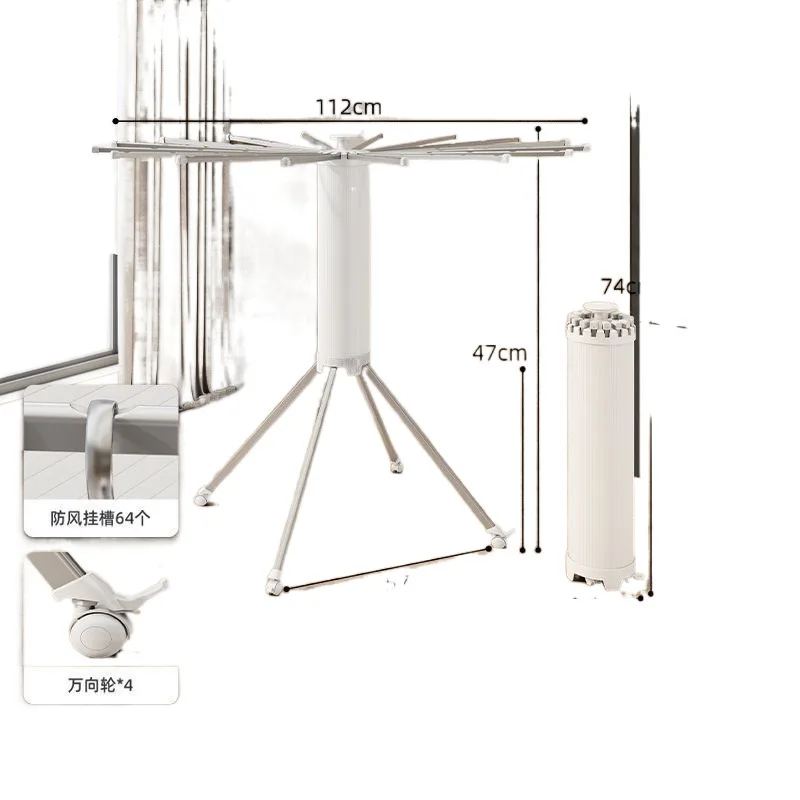 Small drying rack, double-layer foldable, floor-to-ceiling balcony