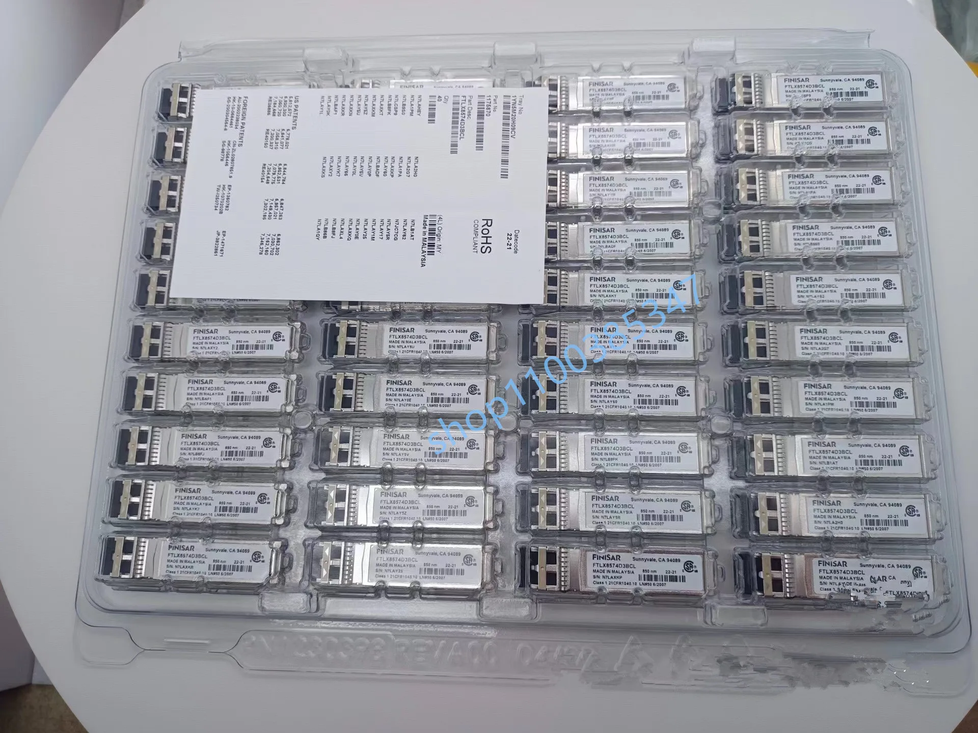 Finisar Fiber Module Sfp 10G/Ftlx8574d3bcl/10gsr 850nm 400M Lc Sfp +/Netwerkadapter Schakelaar Optische Vezel Module/10G Transceiver