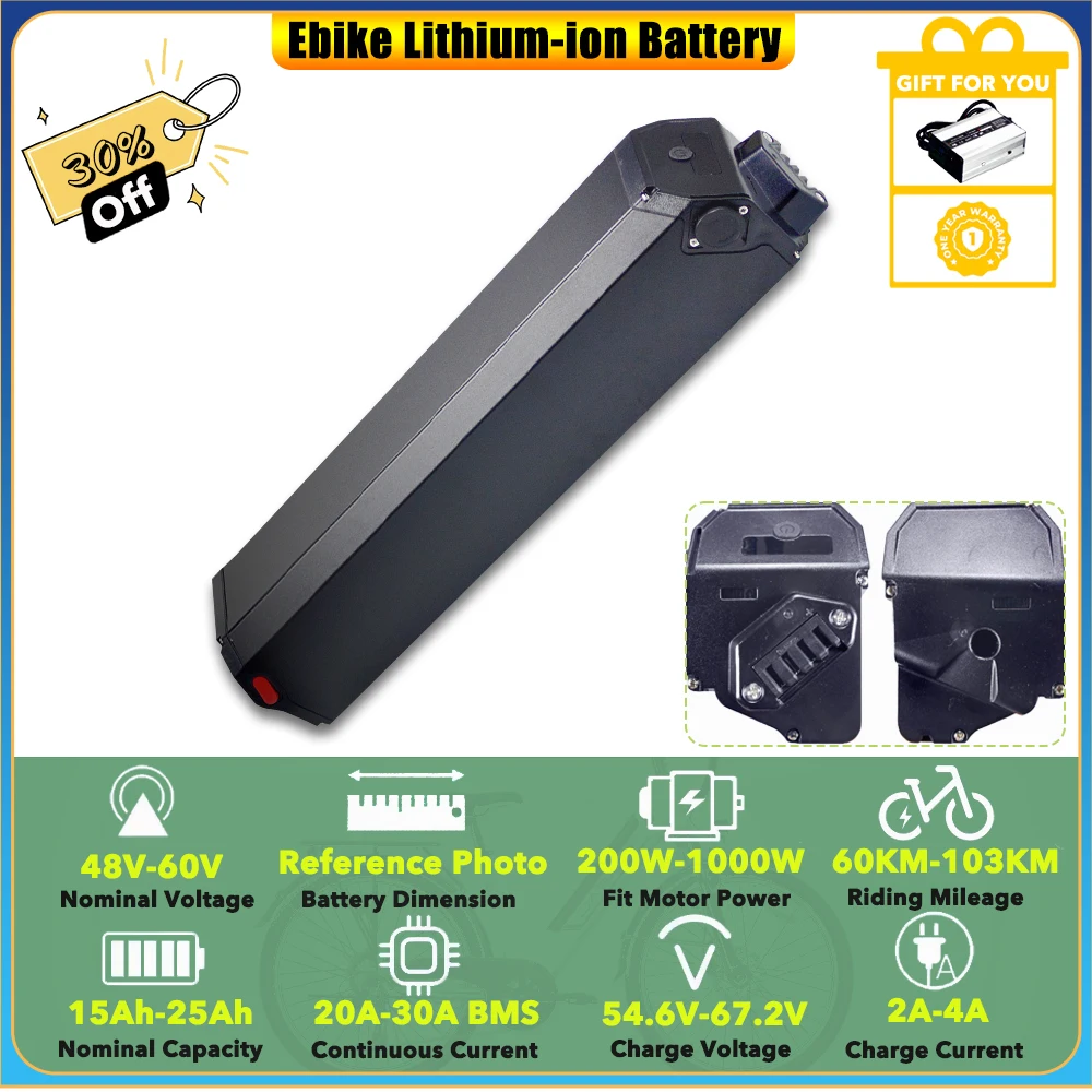 

Сменный литий-ионный аккумулятор 48 В 15 Ач 20 Ач 960 Втч для 750 Вт HANEVEAR Enabler Off Road Электрический горный велосипед 26 дюймов E-MTB