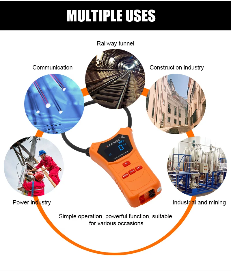 VICTOR 690 690A 690B Coil length 470mm Current range 0A - 10000A high current leakage Clamp meter