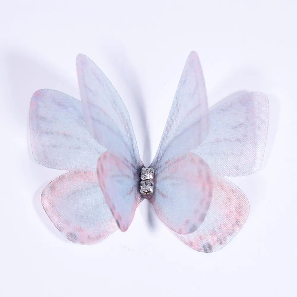 50Pcs 3D Organza Fabric Butterfly Appliques Gauze Double-layer Simulation Mesh Butterfly Patch Handmade Clothes Sewing Patch