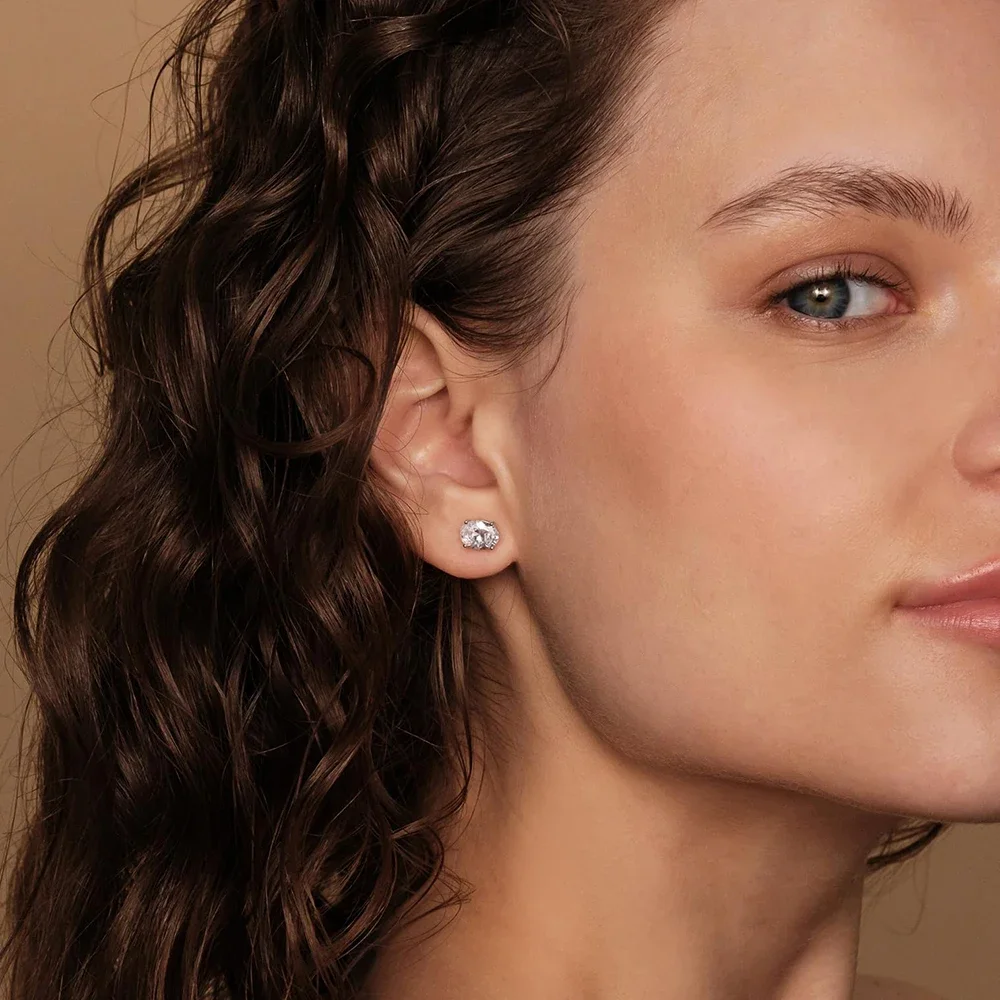 1-2CT البيضاوي مويسانيتي وأقراط للنساء الرجال S925 فضة D اللون سوليتير الماس الأذن ترصيع مع شهادة GRA #6