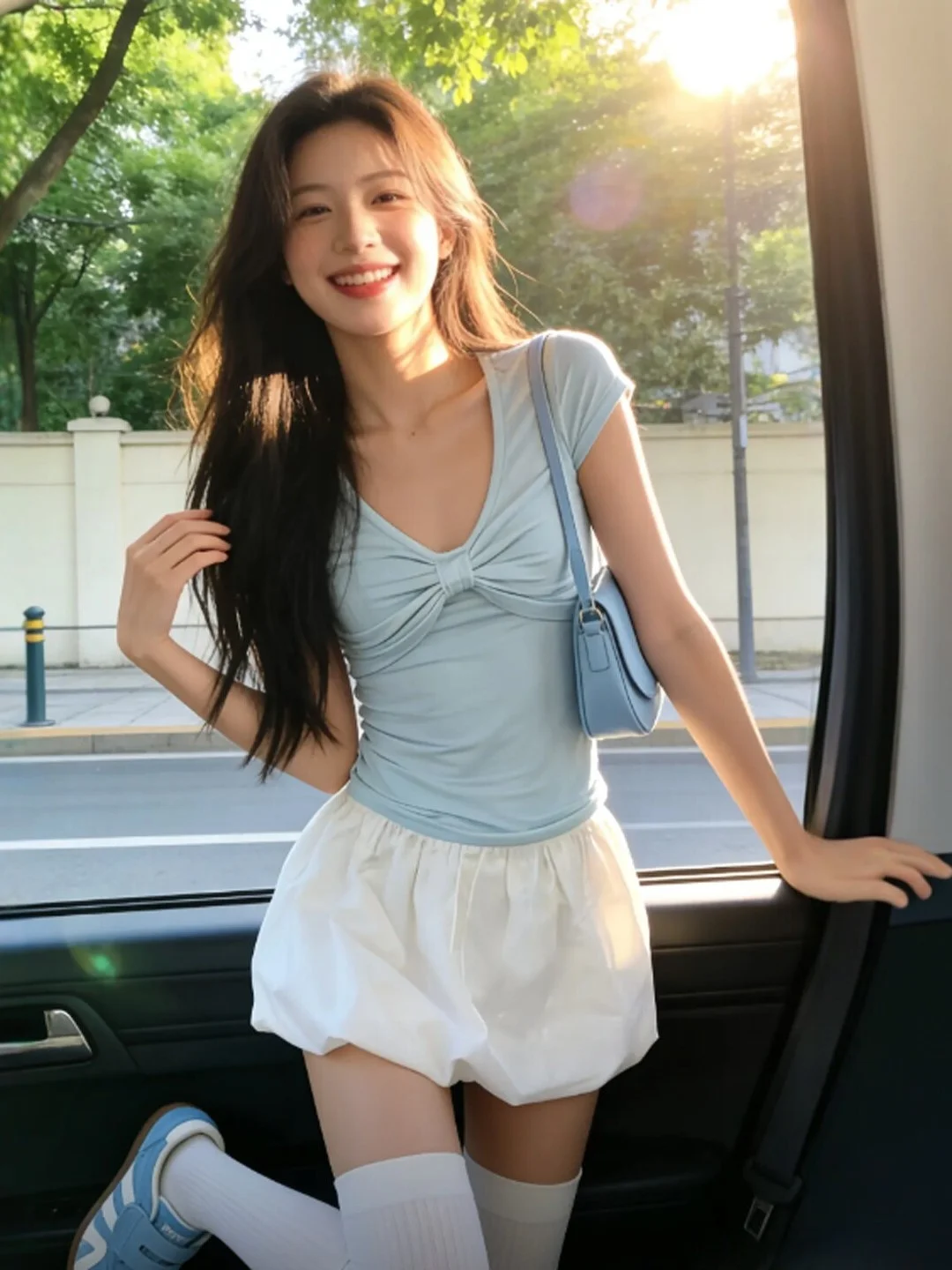 

Нежный Ветер: Уникальный и Красивый Комплект из Топа с V-образным Вырезом и Юбки-Бутон, Летний Модный Женский Наряд 2026 Года