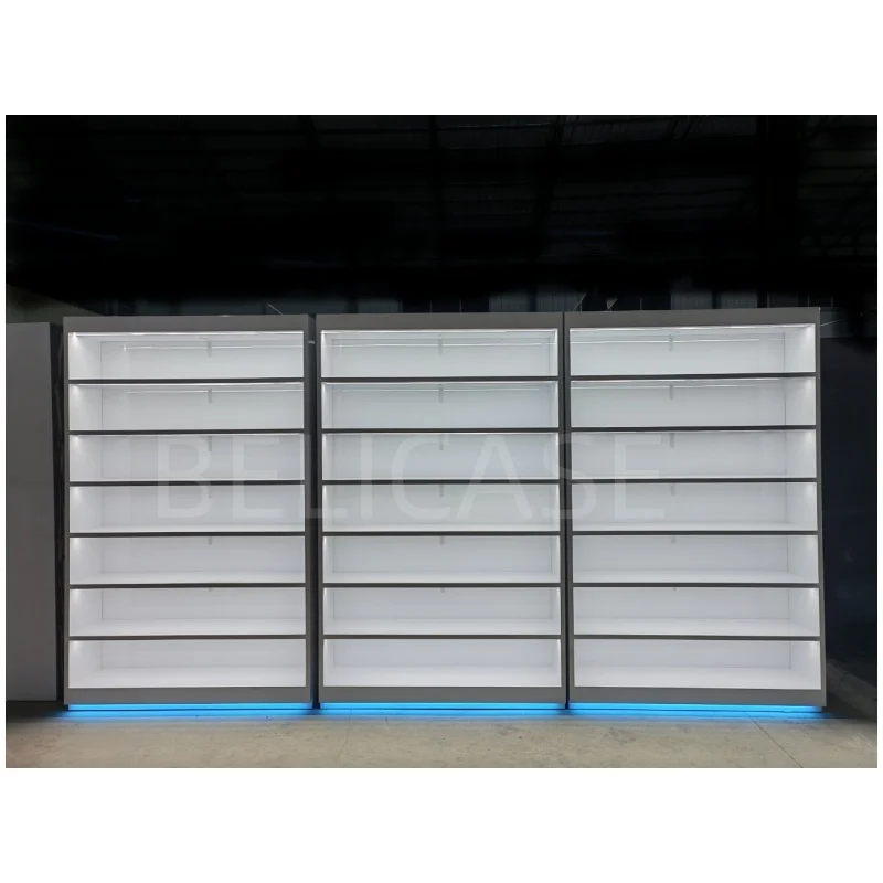 customized.Custom Cigarettes Multiple Cabinet Rack Shelf Glass Display Cases Led Light Smoke Shop Display