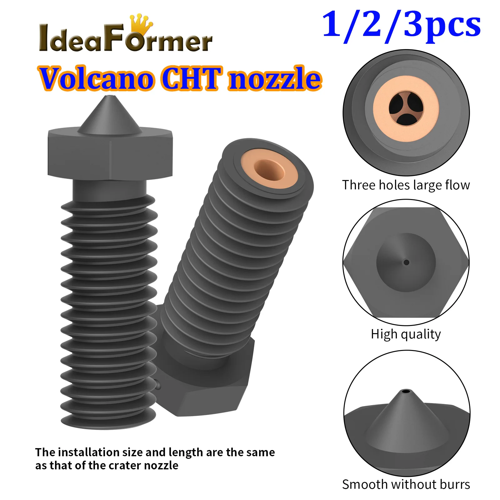 

Форсунки из закаленной стали, 0,4 мм, 0,6 мм, для 3D принтера Ender 3 1,75 мм