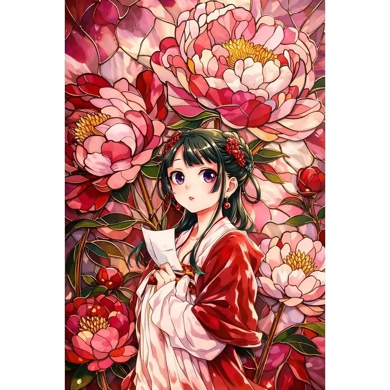 500/1000/1200/2000PCS Peony Blossom Beauty Jigsaw Puzzle Elegant Lass Art Puzzle DIY Entertainment Table Game Birthday Gift