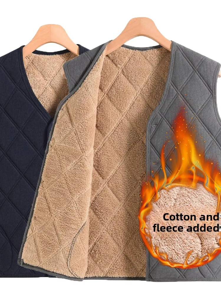 

Winter Warmth Cotton Fce Lined Vest for ly Men Anti Cold andpa Sle Loose Fit Faionable Urban Casual Polyester B...