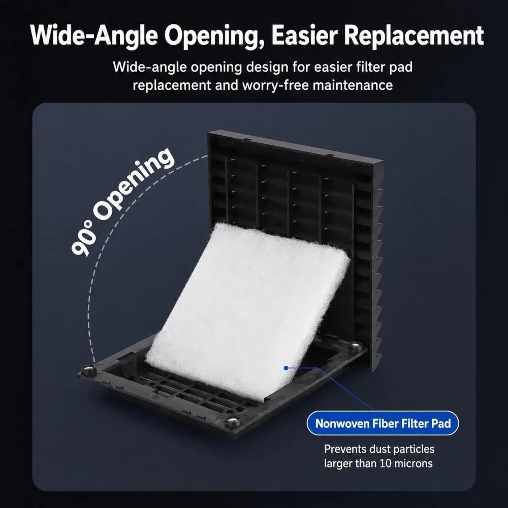 Air Ventilation System ABS Vent Grille Waterproof Dustproof Louver Vent Black Fan Grille Electric Cabinet
