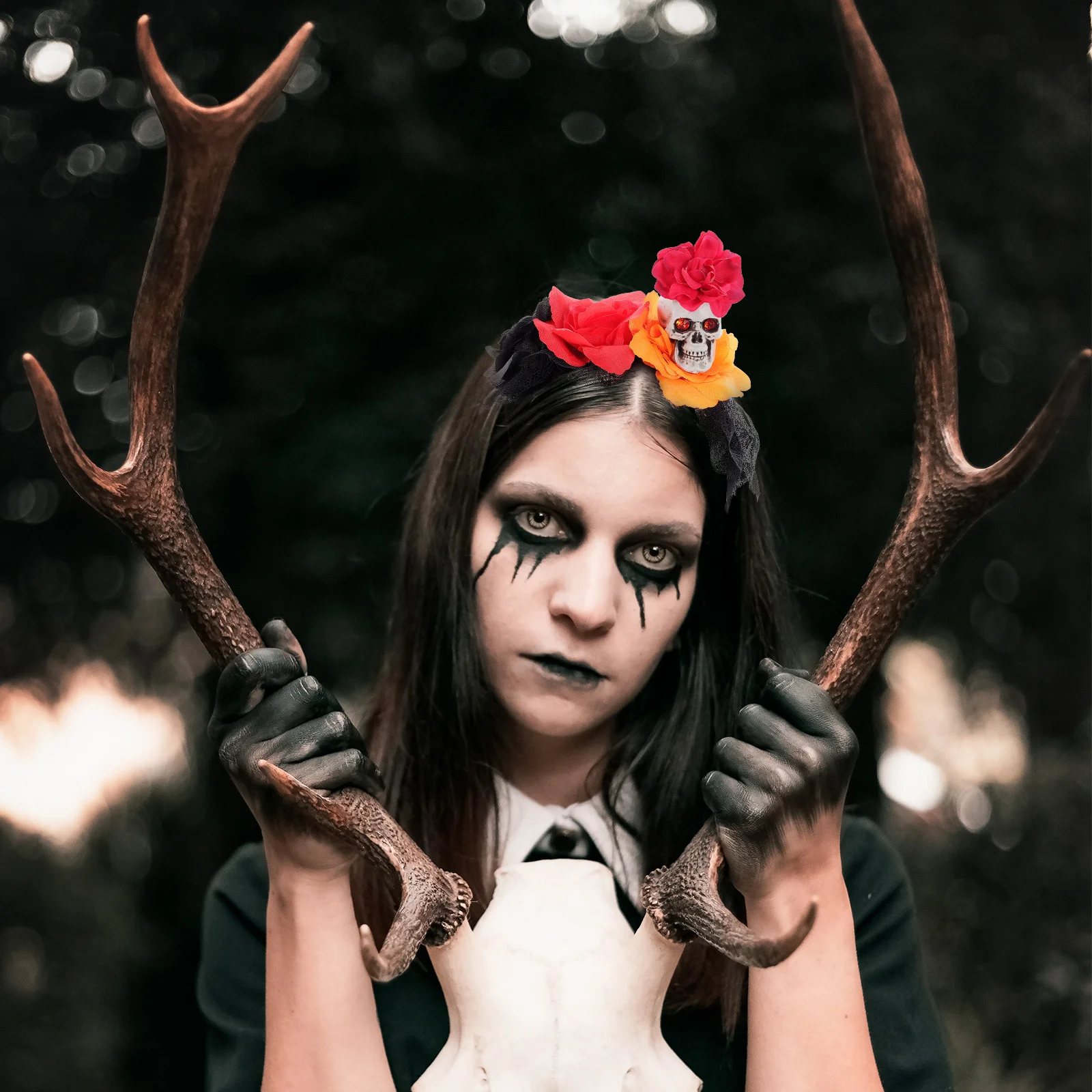 

Skull Headb Rose Design Halloween Costume Party Lightweight Comfortable Headdress Lace Hair Accessory Women Accessories Novelty