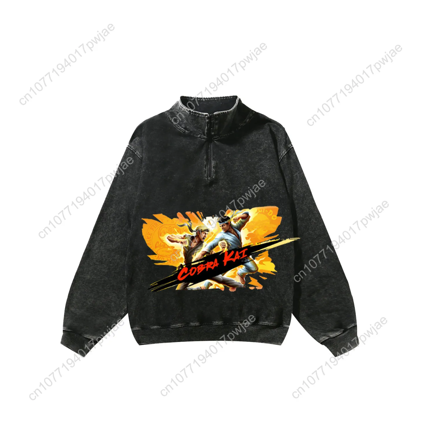 Cobra Kai Custom Retro Sweatshirt Mans Womans Half Zipper Vintage Sweat Shirt Photo Custom Made Tops