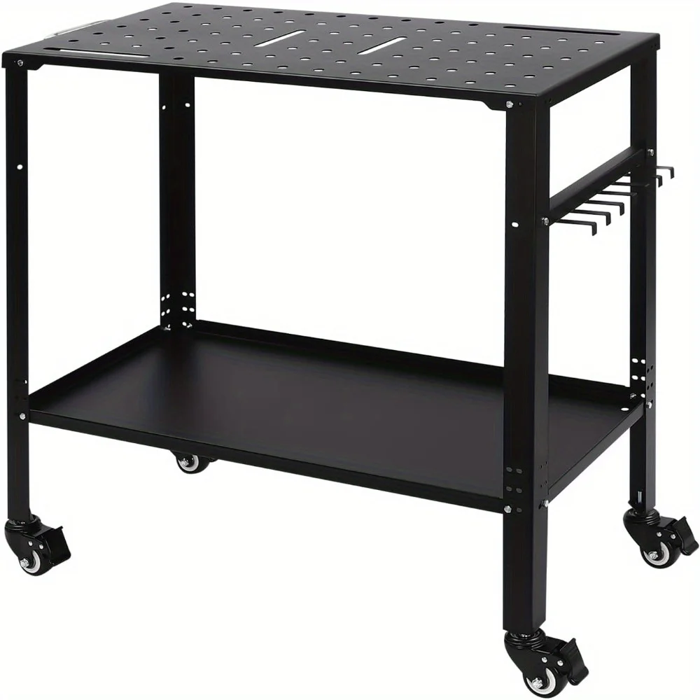 

Welding Table 36''×18'' Industrial Workbench with Adjustable Storage Tray 1200lb Load Capacity Metal Workbench