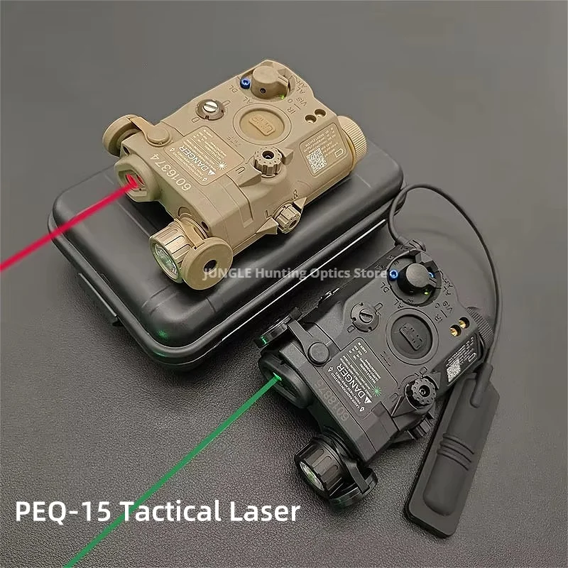 Airsoft Indicator PEQ15 Red Green Double Laser Version Tactical Red Green Dot/IR Fill Light/White LED Laser Device Fit 20MM Rail