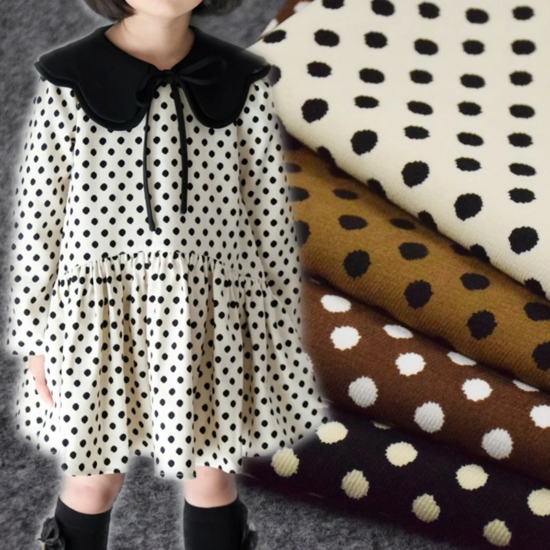 Small Polka Dot Printed Stretch Twill Suede Fabric Autumn and Winter Dress Pants Jacket per Half Meter