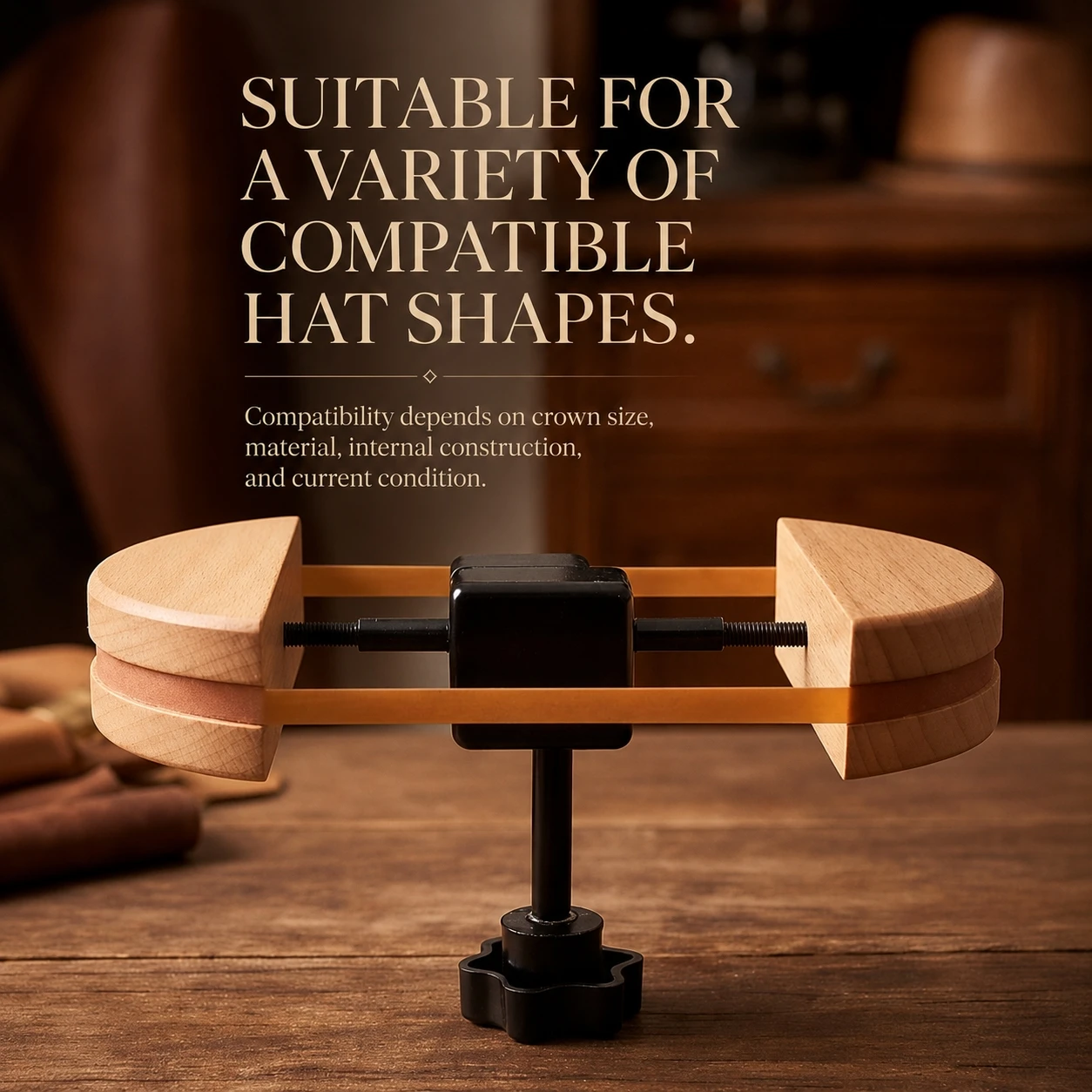 Repacego Premium Wooden Hat Stretcher Expander Adjustable Knob Design Stable Base for Hat Stretching Shaping and Desktop Display