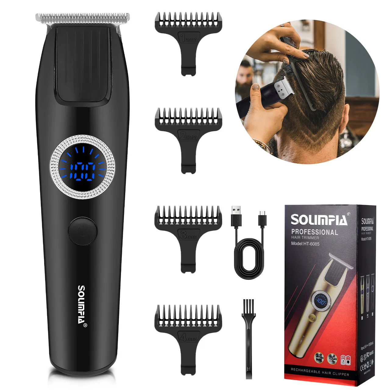 

Professional Hair Clipper for Men Cordless Beard Hair Trimmer USB Rechargeable Grooming Kit Electric Hair Cutting Machine 120min