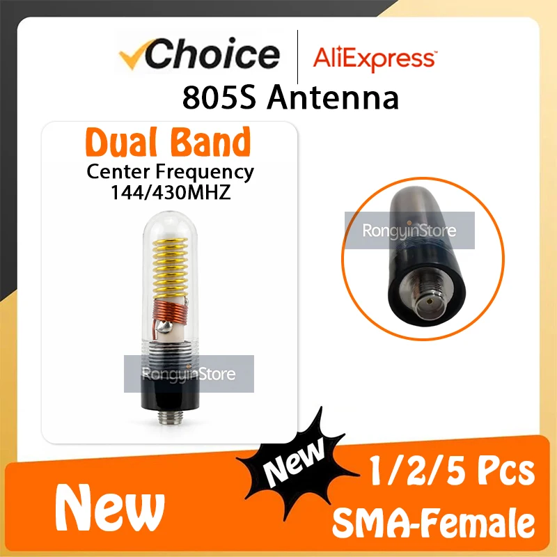 805S SMA-Female Dual Band Antenna Transparent for Baofeng Walkie Talkie UV-5R UV-5R Mini UV-32 SW-9 5RH Two Way Radio Accessory