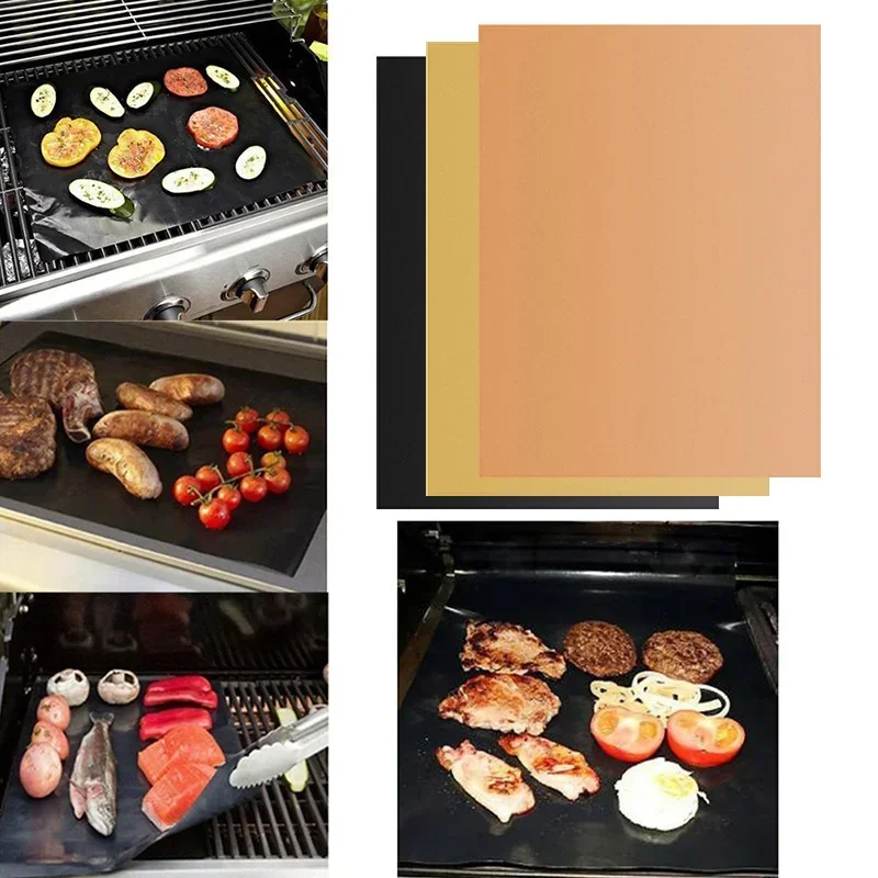 Reusable Non-Stick Barbecue Grill BBQ Mat Heat Resistant BBQ Grill Pad Oven Baking Pad Kitchen Indoor Outdoor BBQ Accessories